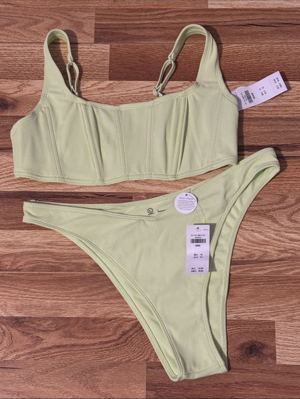 Hollister Pale Lime Ribbed Two-Piece Bikini